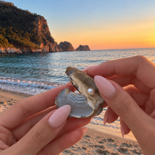 A real pearl inside the opened oyster