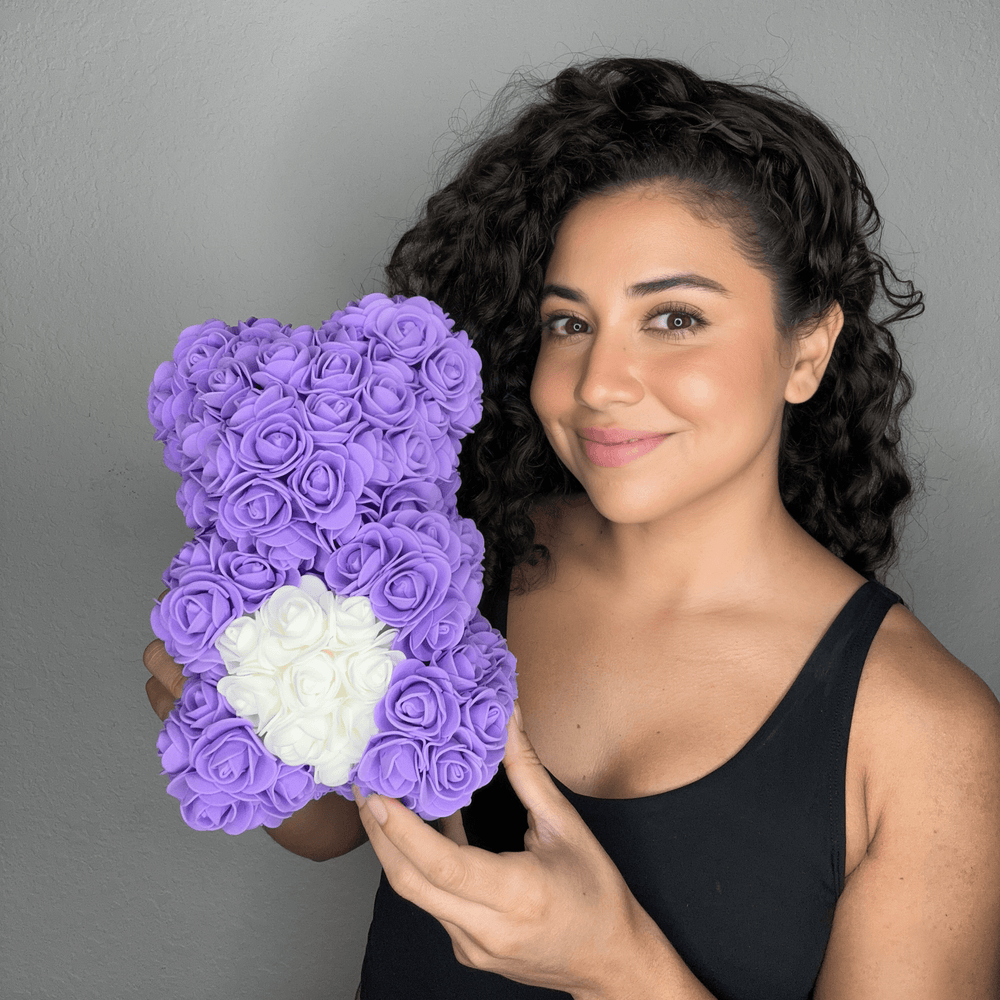 A Rose Bear with the woman it was given to