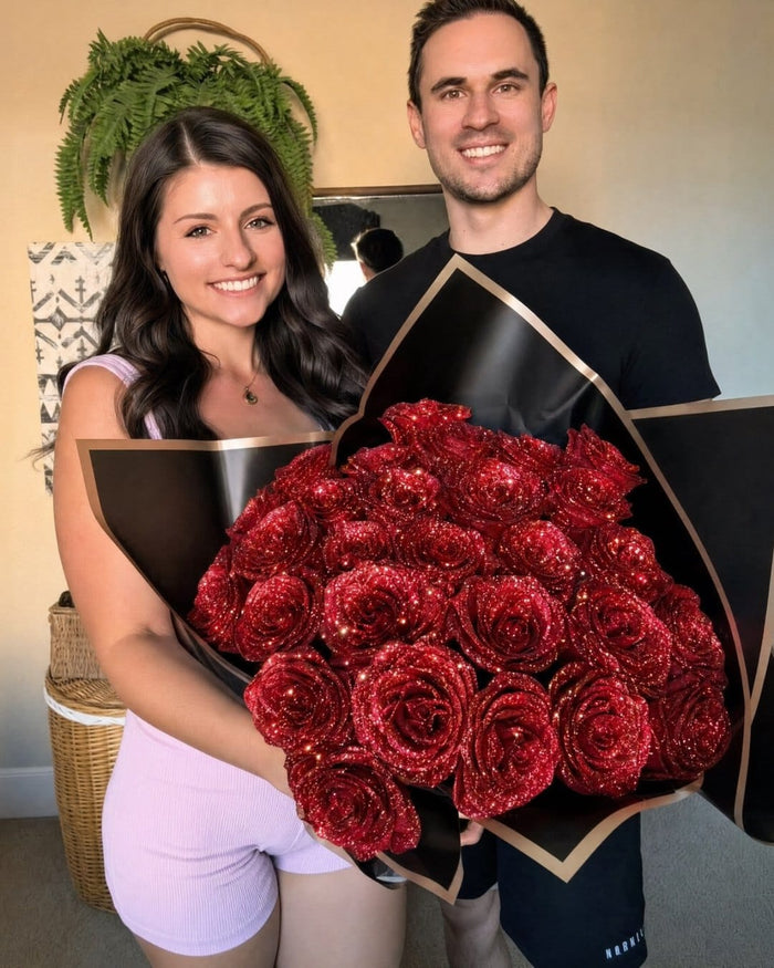 Glitter Rose Bouquet in a real home