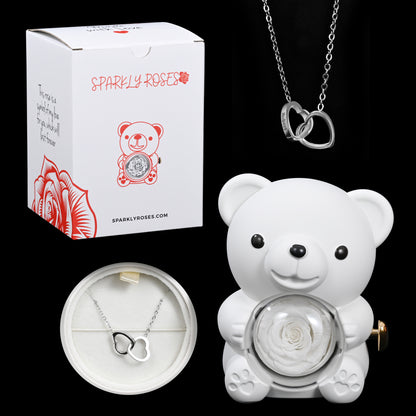 Eternal Rose Bear W/ Engraved Necklace