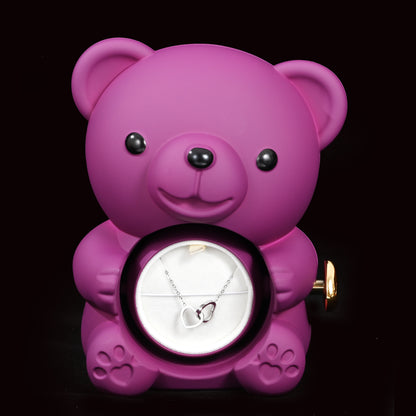 Eternal Rose Bear W/ Engraved Necklace