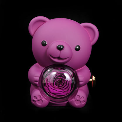 Eternal Rose Bear W/ Engraved Necklace