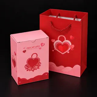 Pink gift box and red gift bag