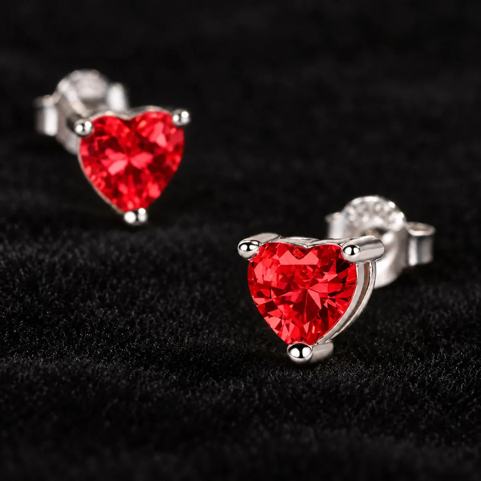 Red heart stud side setting