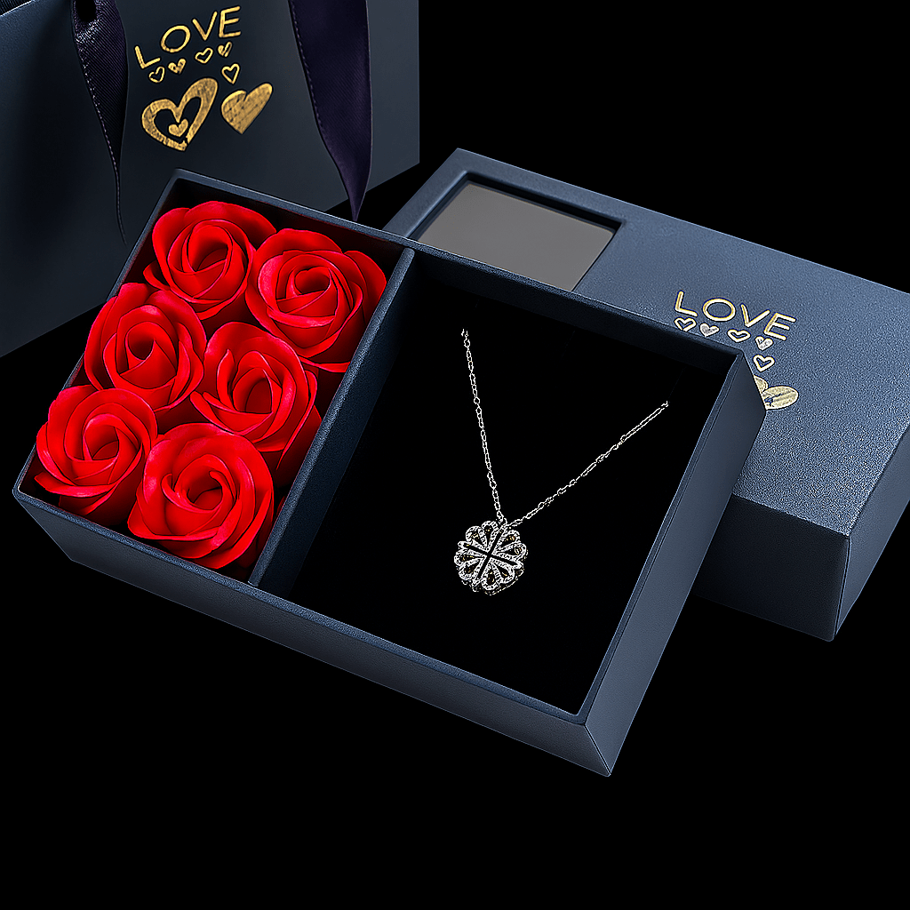 Sparkly Roses Clover Heart Gift Set