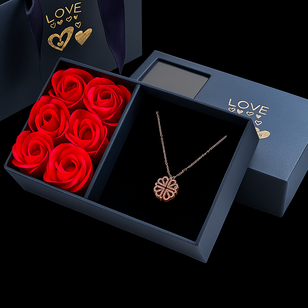 Sparkly Roses Clover Heart Gift Set