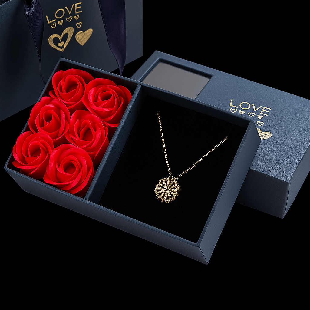 Sparkly Roses Clover Heart Gift Set