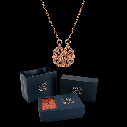 Sparkly Roses Clover Heart Gift Set Rose Gold
