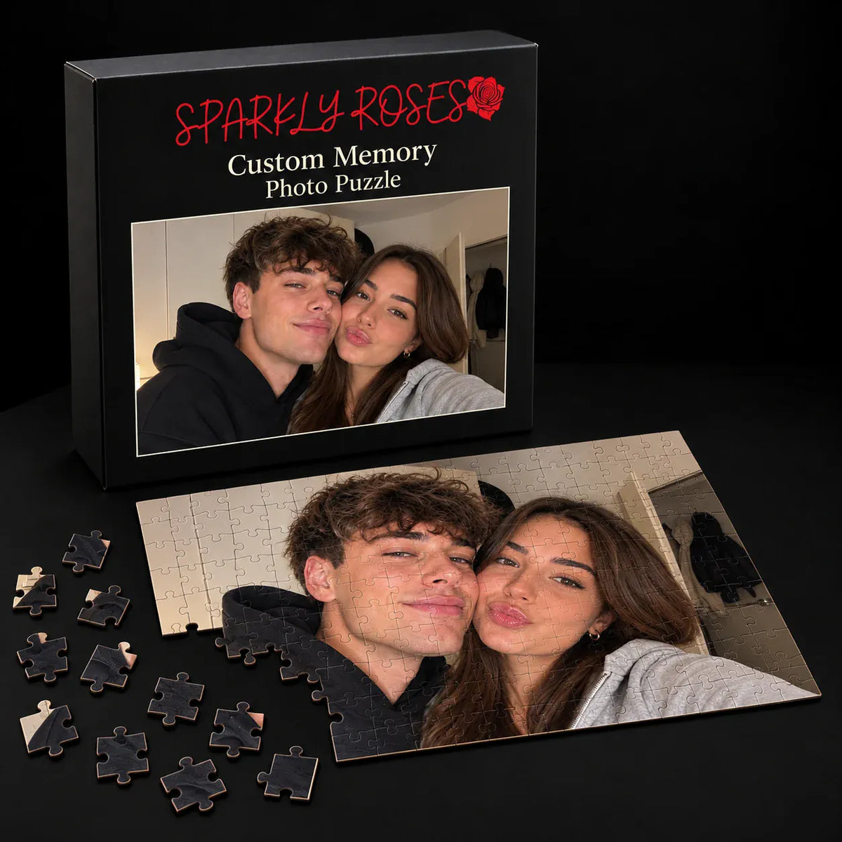 Sparkly Roses Custom Memory Photo Puzzle