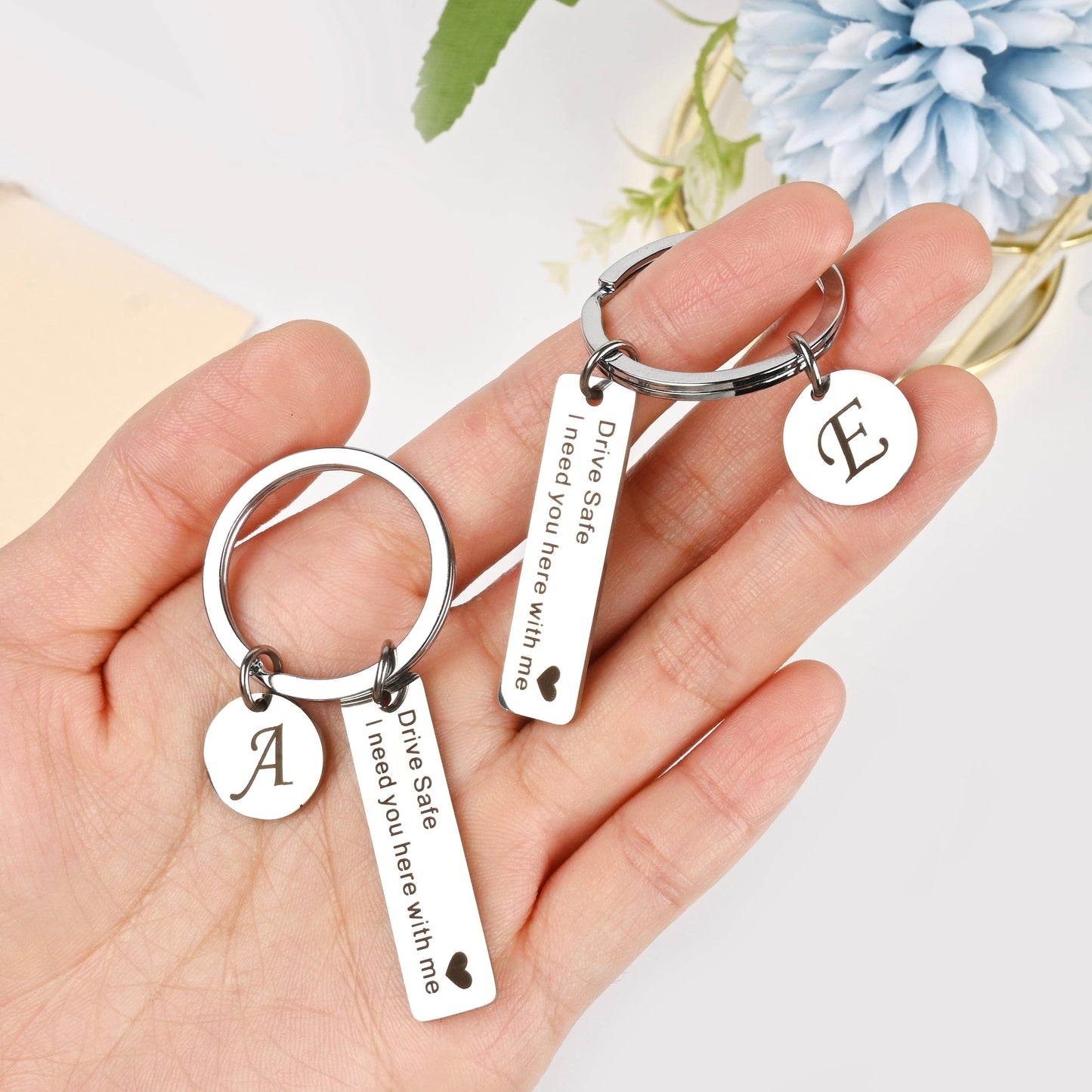 Sparkly Roses Drive Safe Keychain