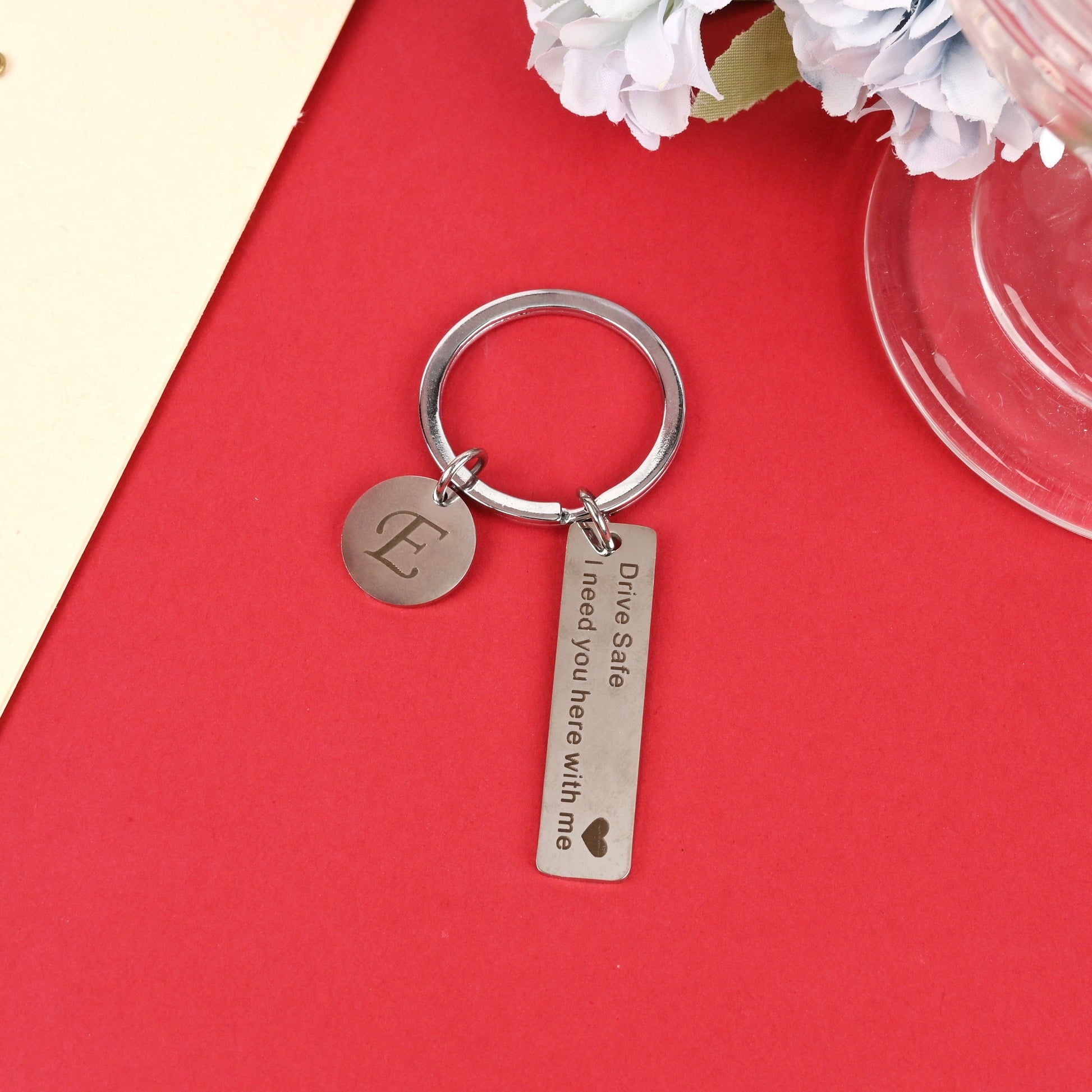Sparkly Roses Drive Safe Keychain
