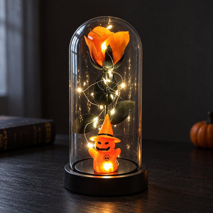 Sparkly Roses Enchanted Midnight Rose Pumpkin Spell (Orange Rose)