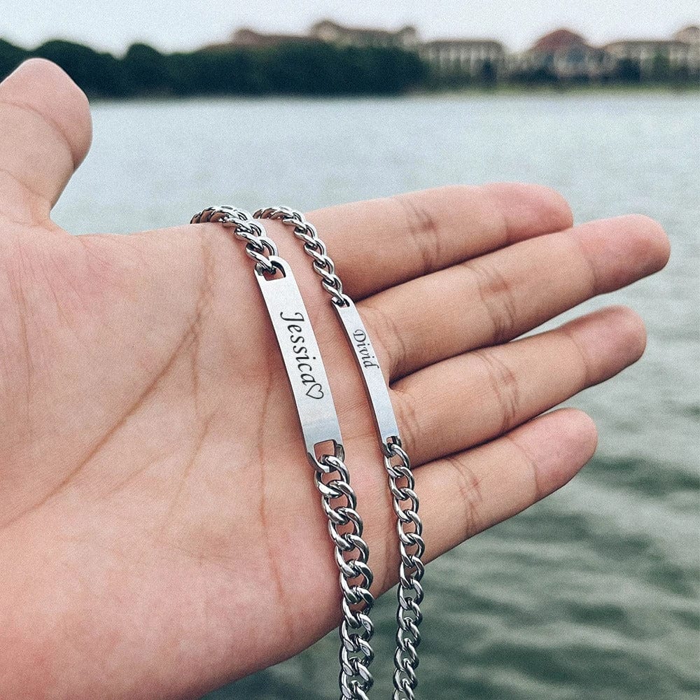 Sparkly Roses Engraved Bracelet Set W/ Eternal Roses