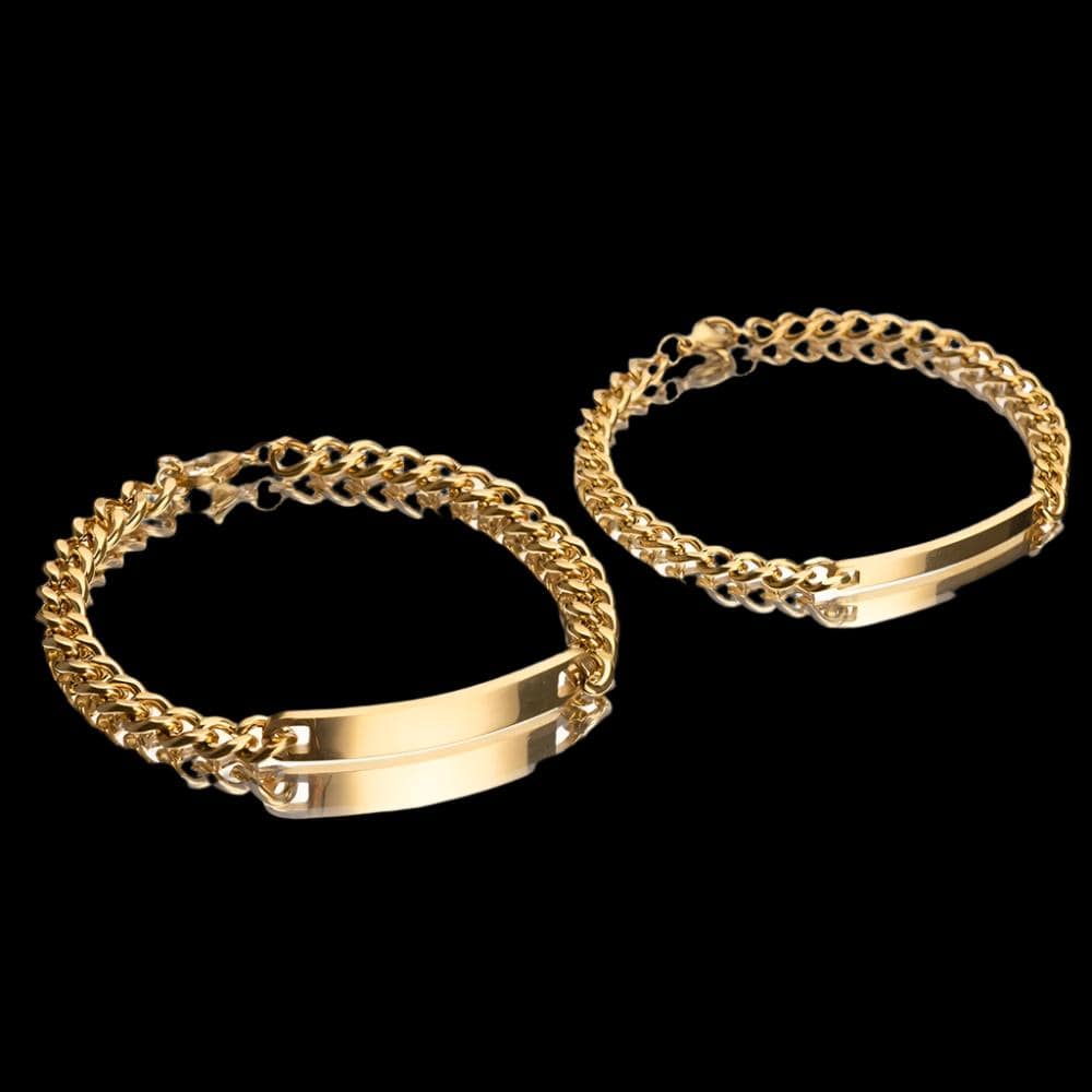 Sparkly Roses Engraved Bracelet Set W/ Eternal Roses Gold
