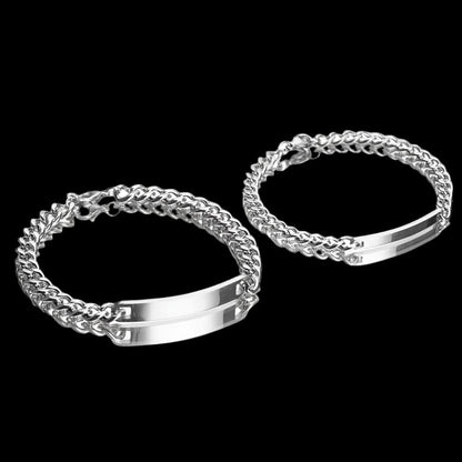 Sparkly Roses Engraved Bracelet Set W/ Eternal Roses Silver