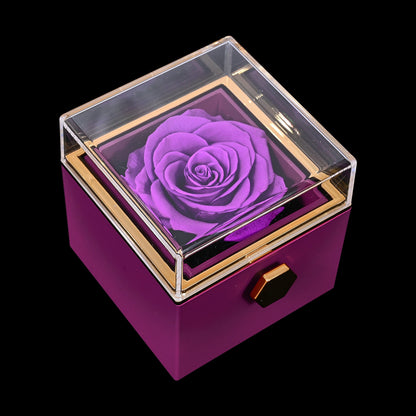 Sparkly Roses Eternal Rose Box W/ Engraved Necklace