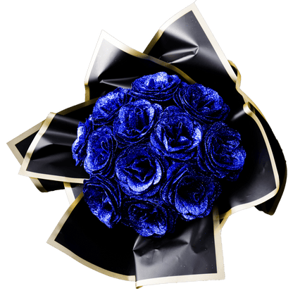 Sparkly Roses Glitter Rose Bouquet Blue / 12