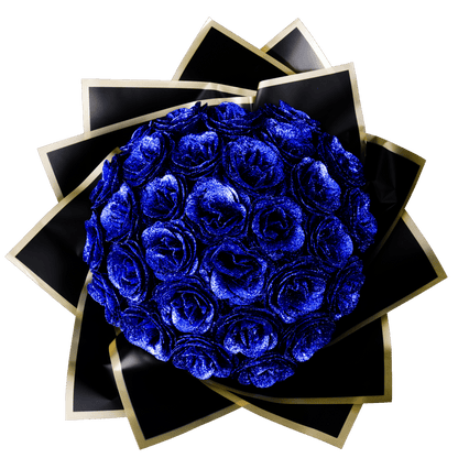 Sparkly Roses Glitter Rose Bouquet Blue / 30