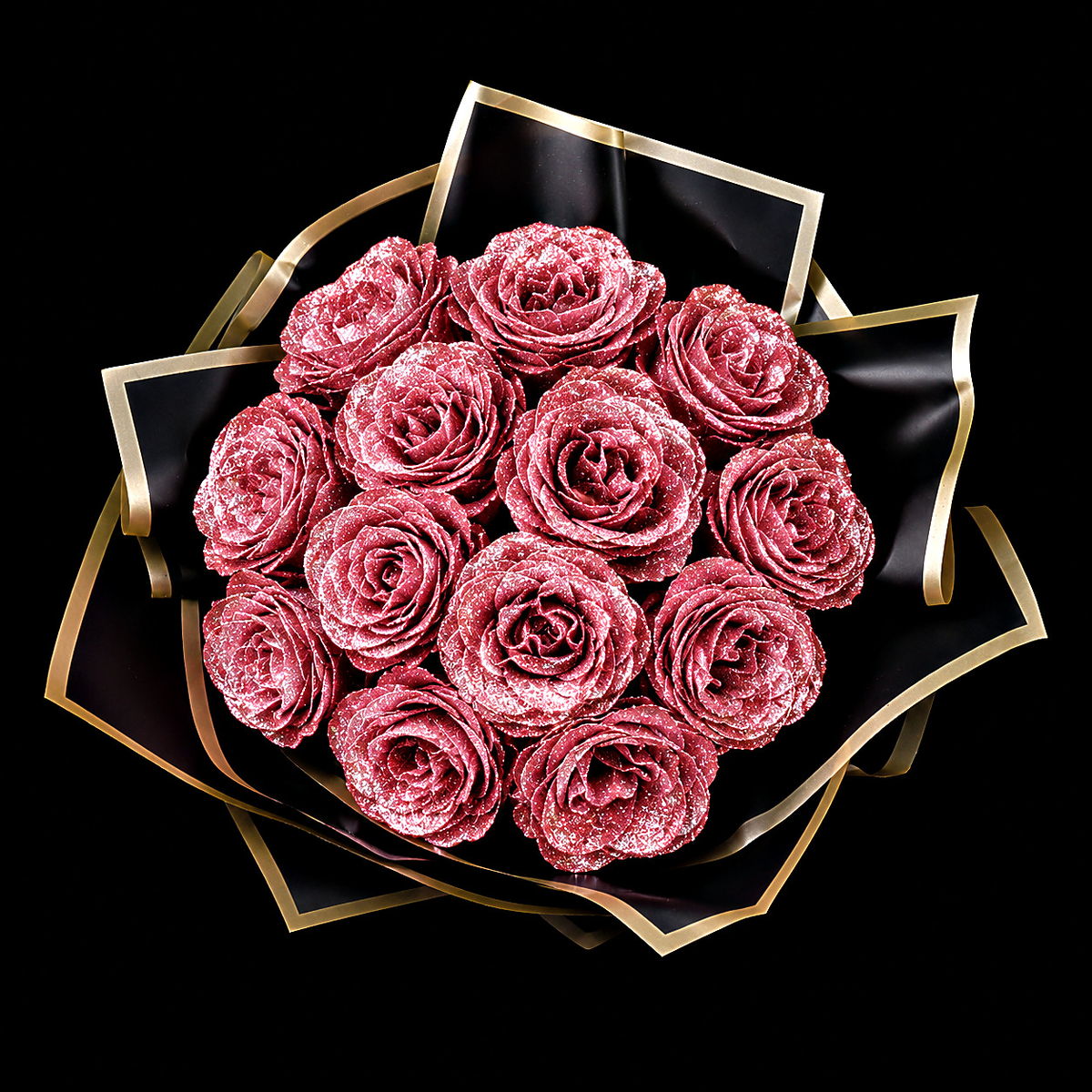 Sparkly Roses Glitter Rose Bouquet Pink / 12