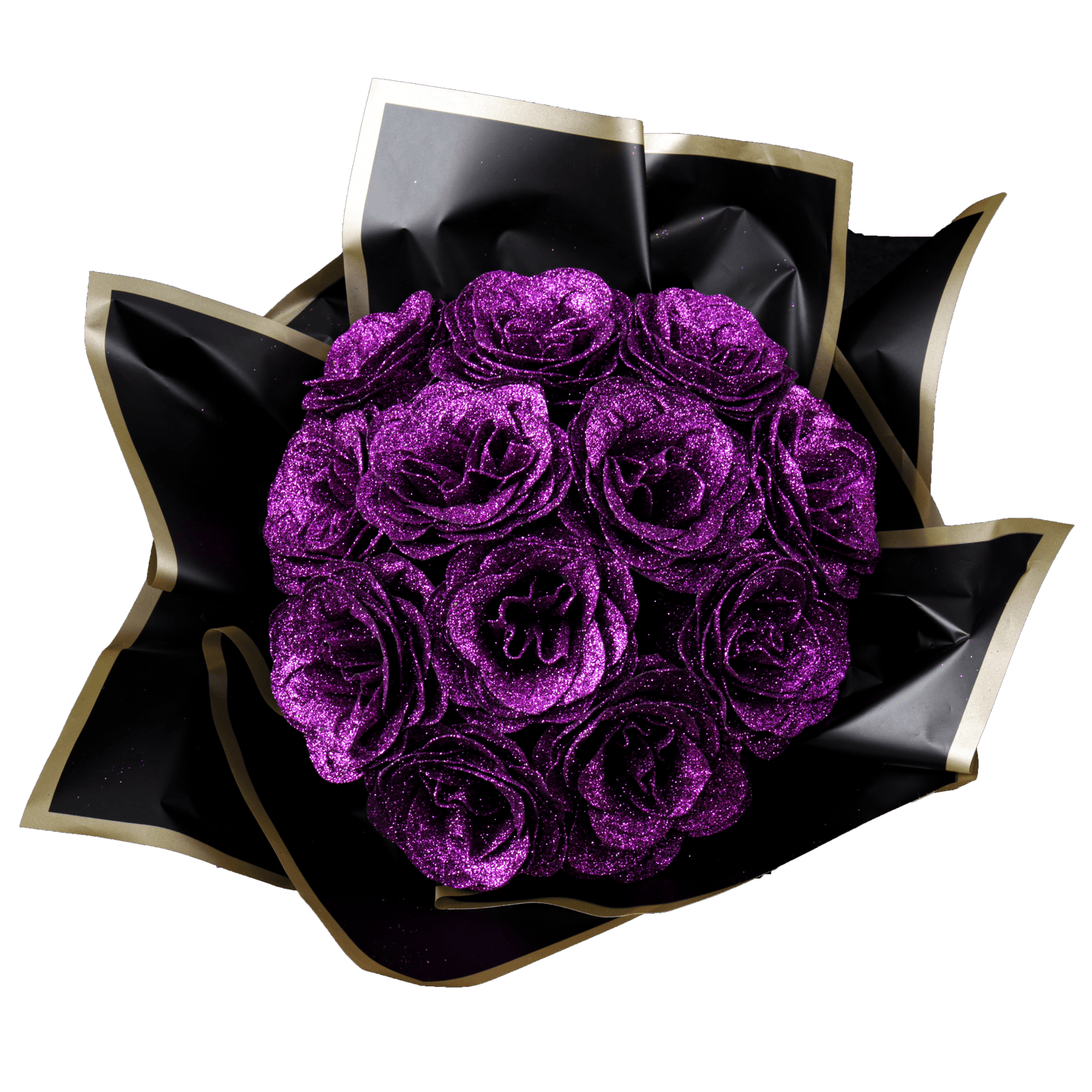 Sparkly Roses Glitter Rose Bouquet Purple / 12