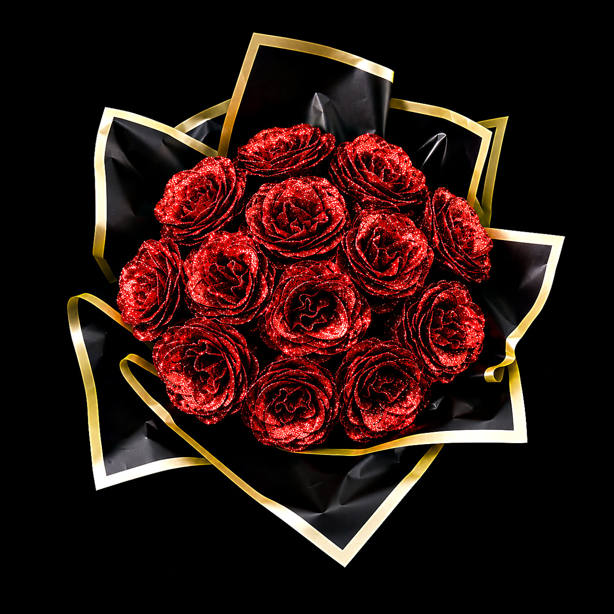 Sparkly Roses Glitter Rose Bouquet Red / 12