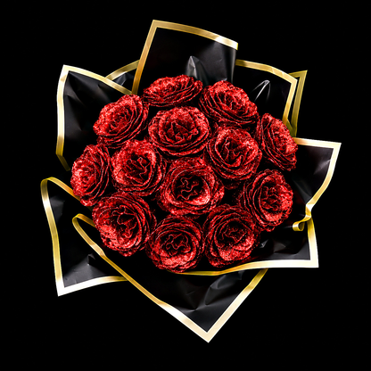 Sparkly Roses Glitter Rose Bouquet Red / 12