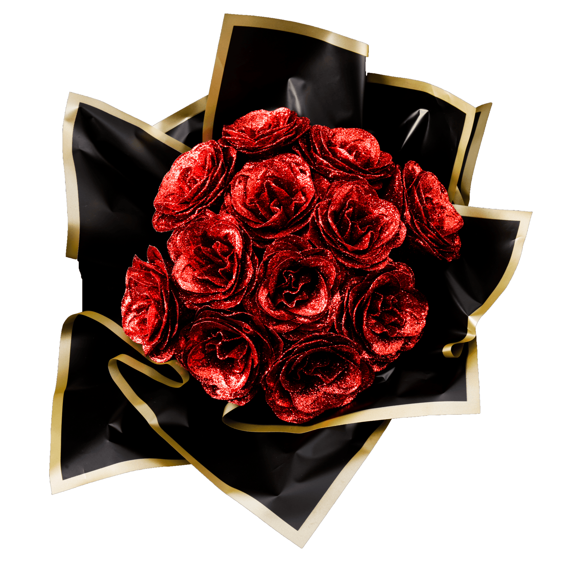 Sparkly Roses Glitter Rose Bouquet Red / 12