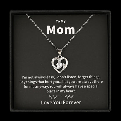 Sparkly Roses Mother's Day Necklace Diamond Heart / Black