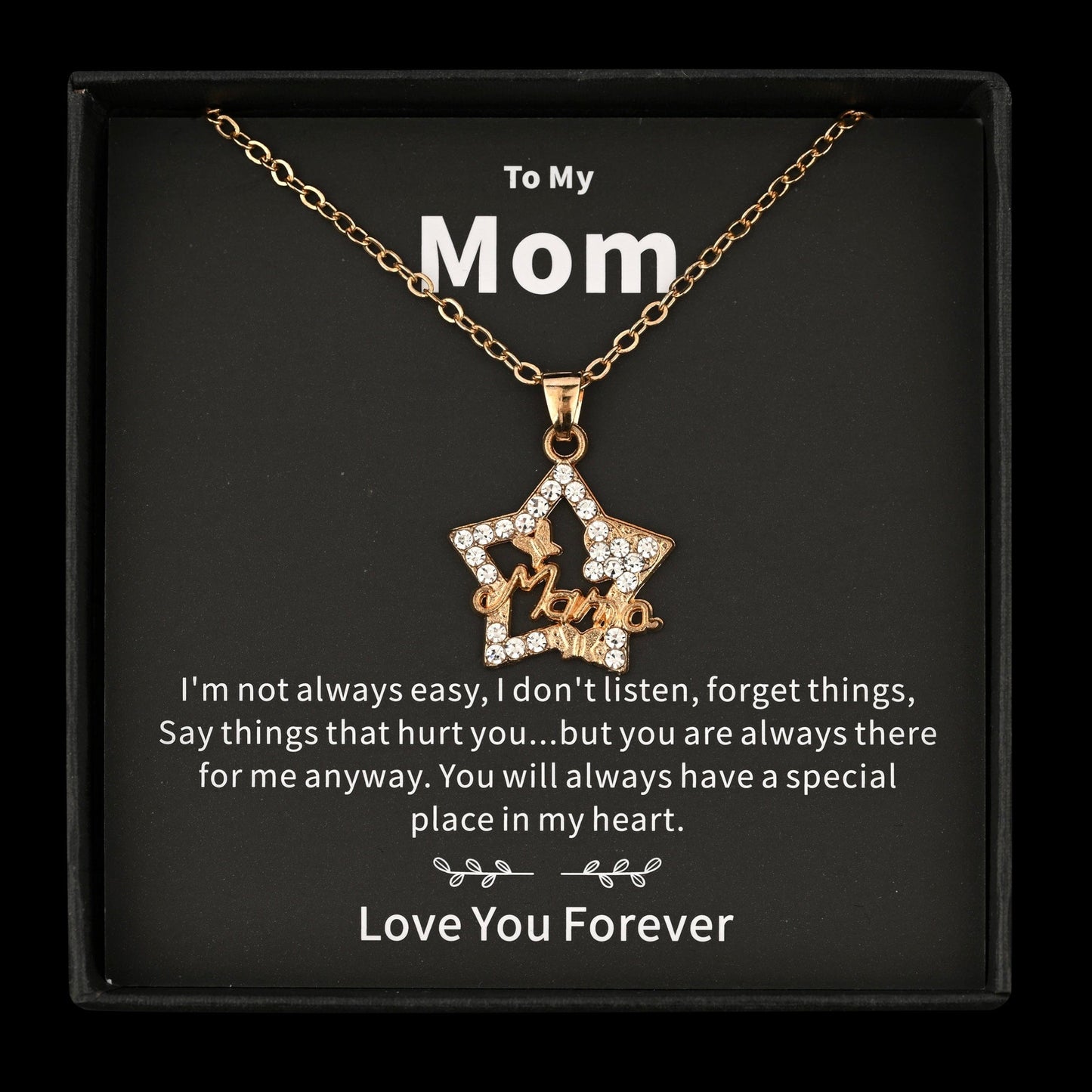 Sparkly Roses Mother's Day Necklace Star Mama / Black