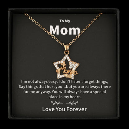 Sparkly Roses Mother's Day Necklace Star Mama / Black