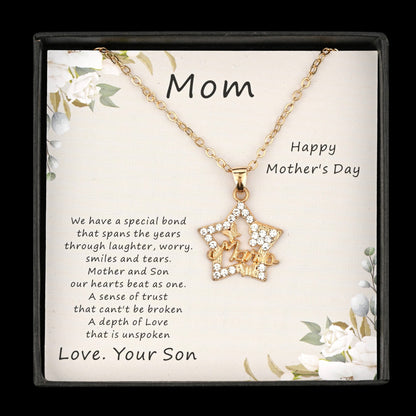 Sparkly Roses Mother's Day Necklace Star Mama / White