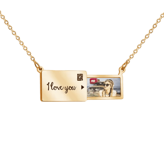 Sparkly Roses Persolanized Picture Necklace Gold
