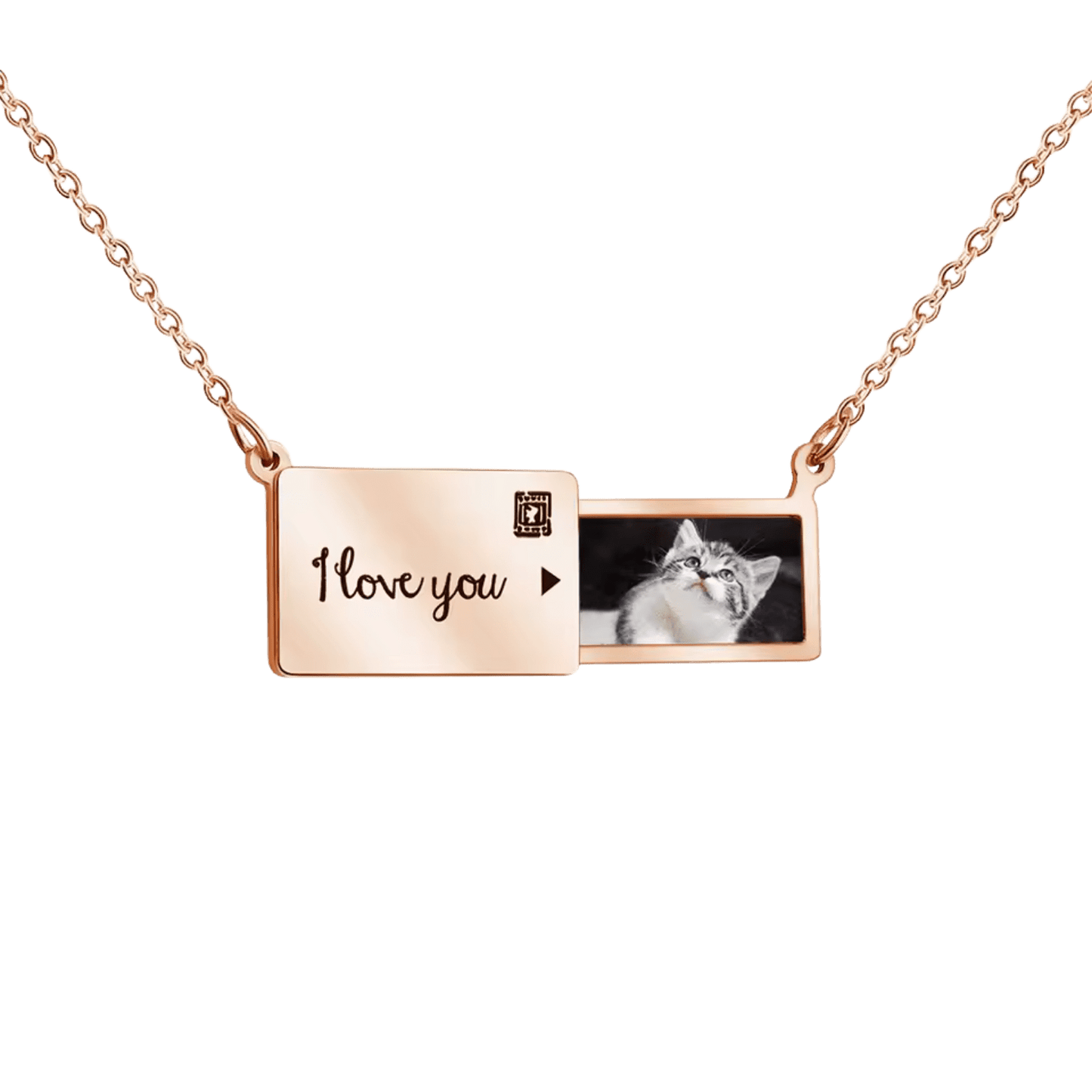 Sparkly Roses Persolanized Picture Necklace Rose Gold