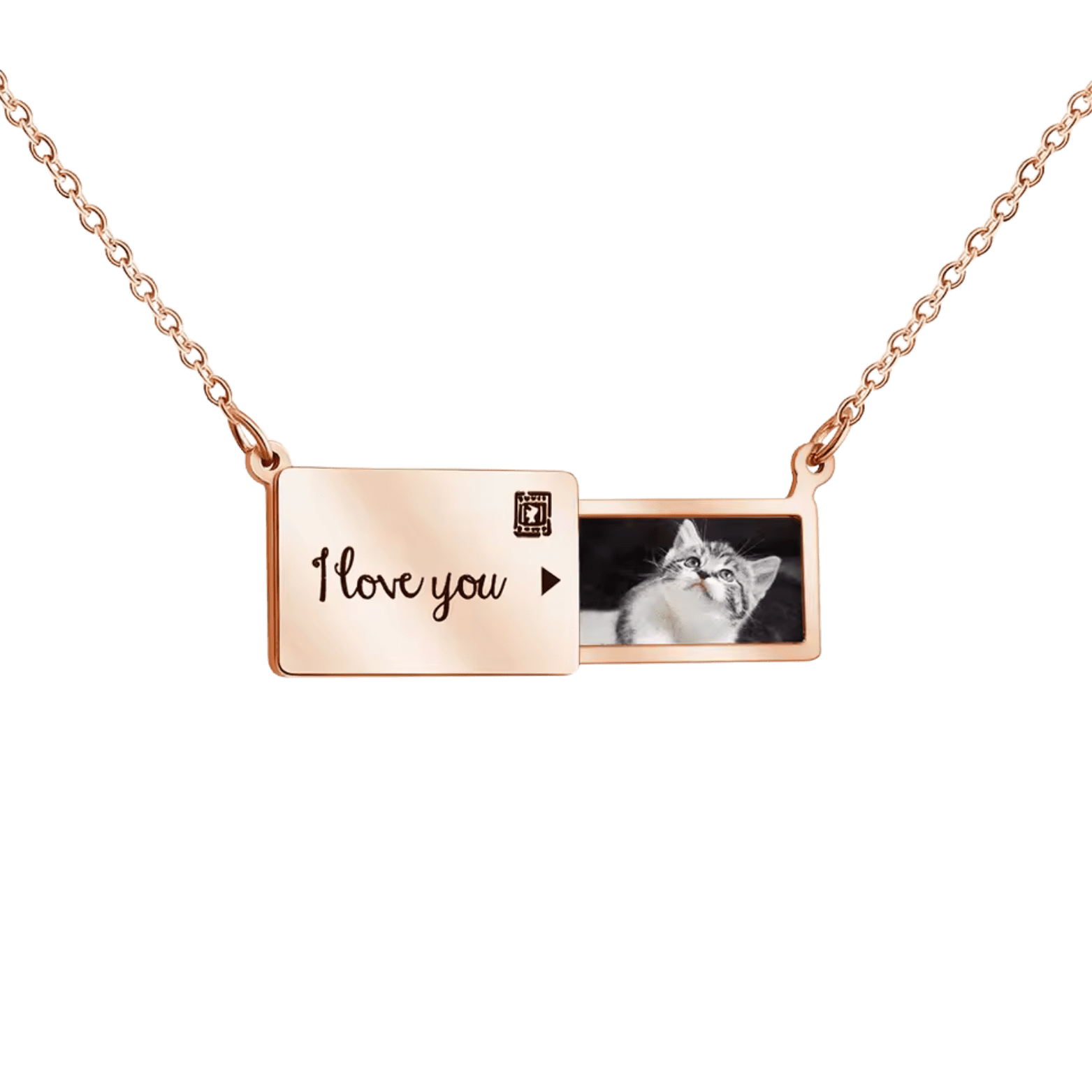 Sparkly Roses Persolanized Picture Necklace Rose Gold