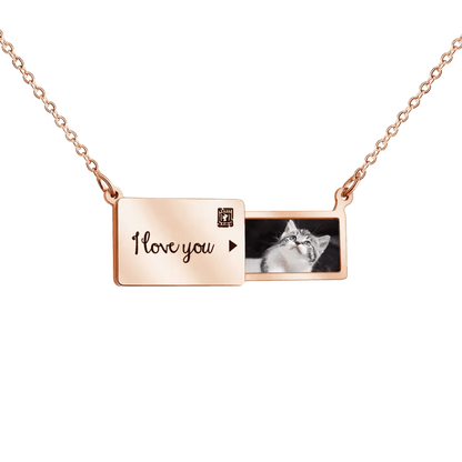 Sparkly Roses Persolanized Picture Necklace Rose Gold