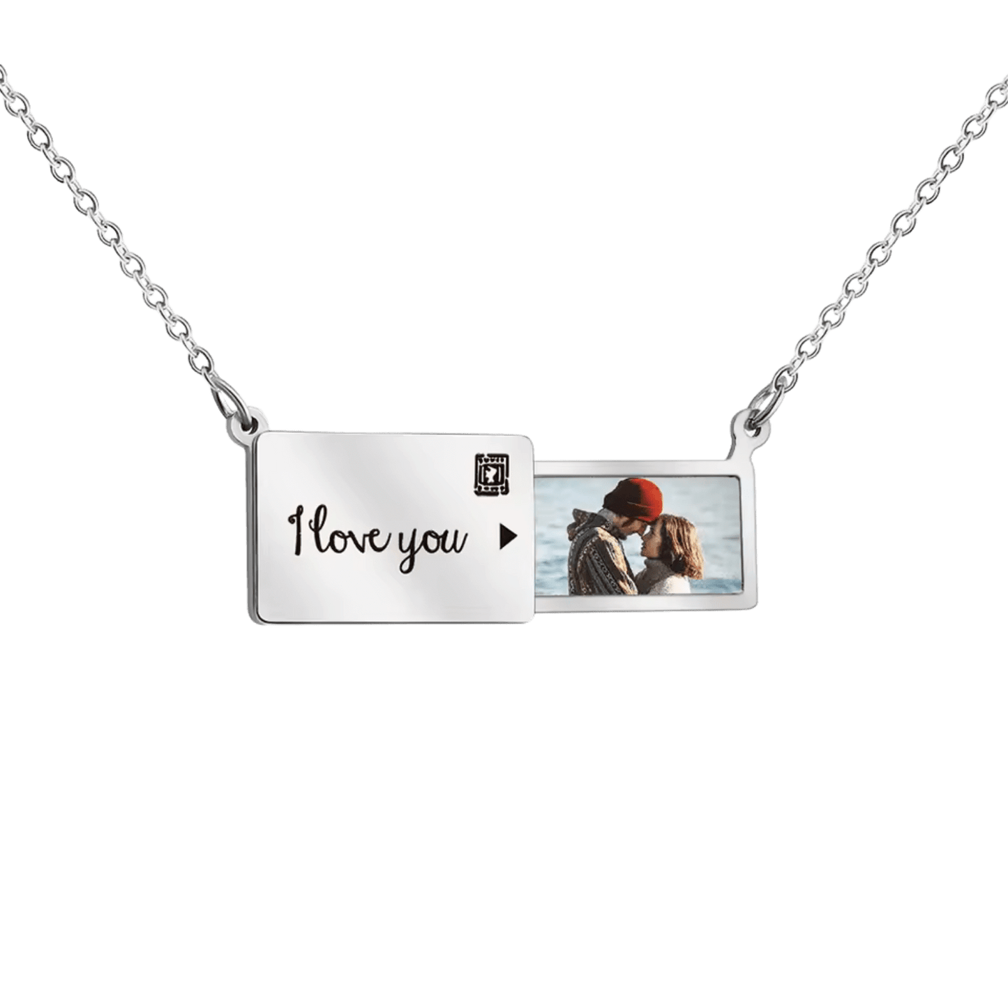 Sparkly Roses Persolanized Picture Necklace Silver