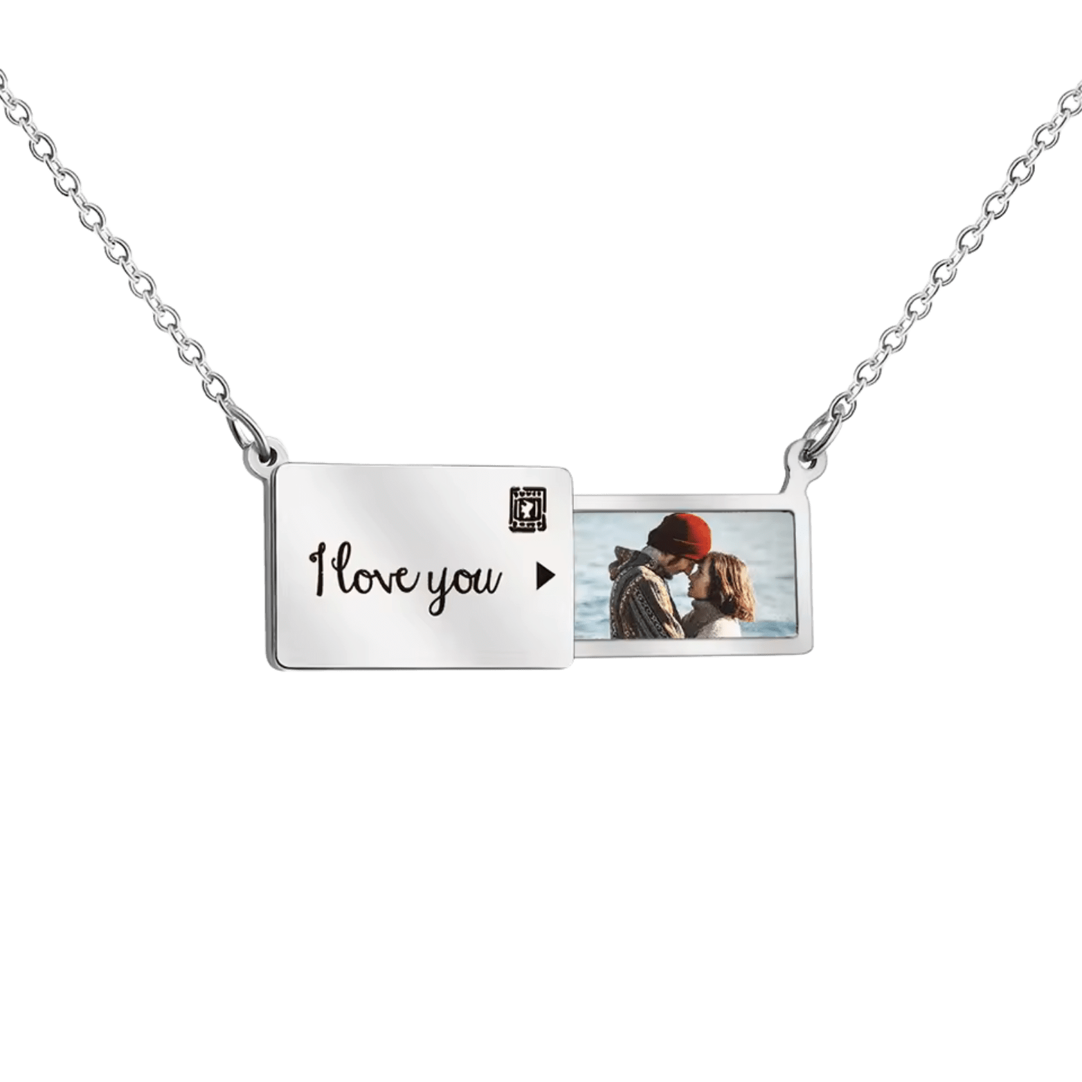 Sparkly Roses Persolanized Picture Necklace Silver