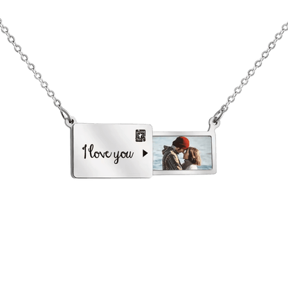 Sparkly Roses Persolanized Picture Necklace Silver
