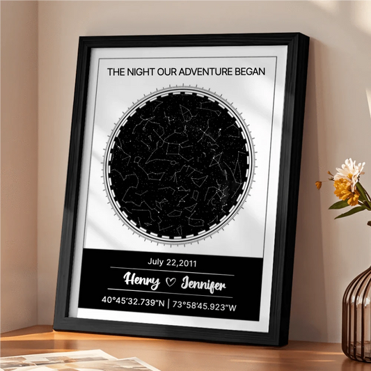 Sparkly Roses Personalized Star Map W/ Name, Date & Location