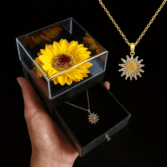 Sparkly Roses Sunflower Box & Necklace