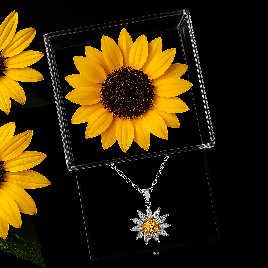 Sparkly Roses Sunflower Box & Necklace