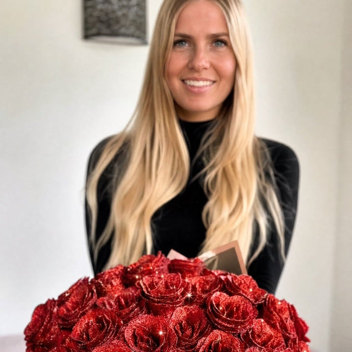 Glitter Rose Bouquet in a real home